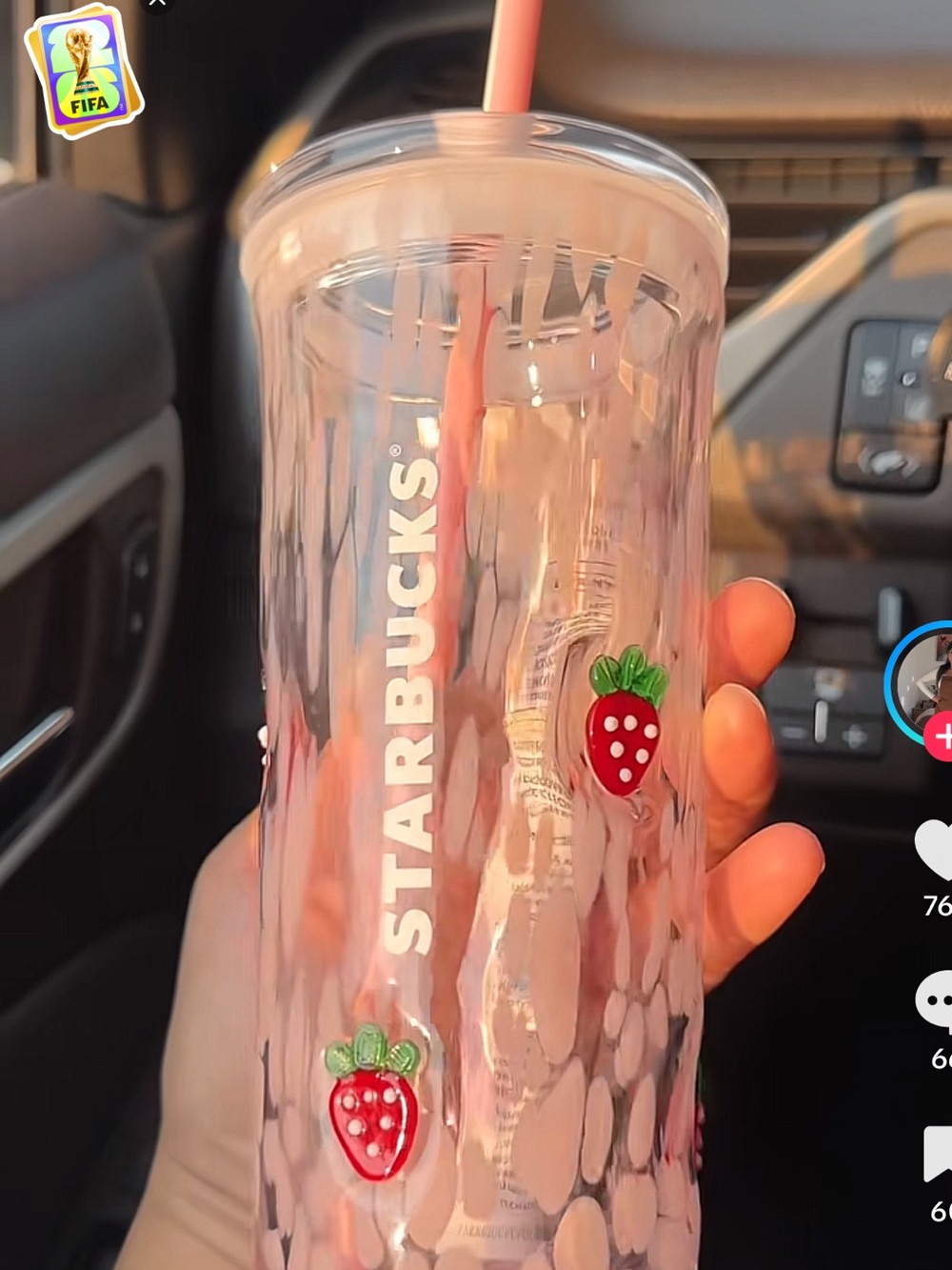 Starbucks Pink Clear Strawberry Cold Cup with Pink Straw